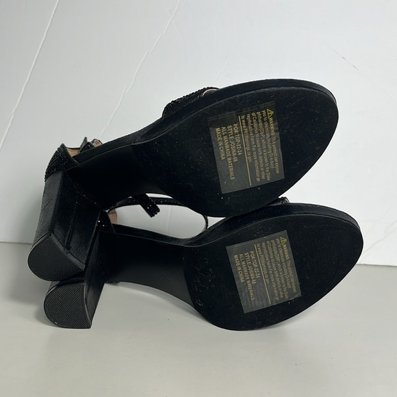Forever Link Black Rhinestone Block Heel Women’s 7.5 - Picture 6 of 8